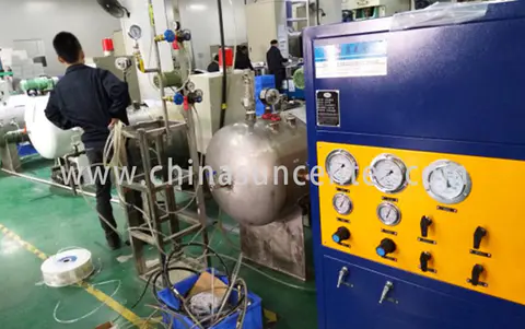 Gas booster test bench- This equipment can perform helium gas pressure detection, and can also recover and recycle helium gas after pressure test. The equipment is equipped with a vacuum pump, which is vacuumed before the pressure test to ensure the purit
